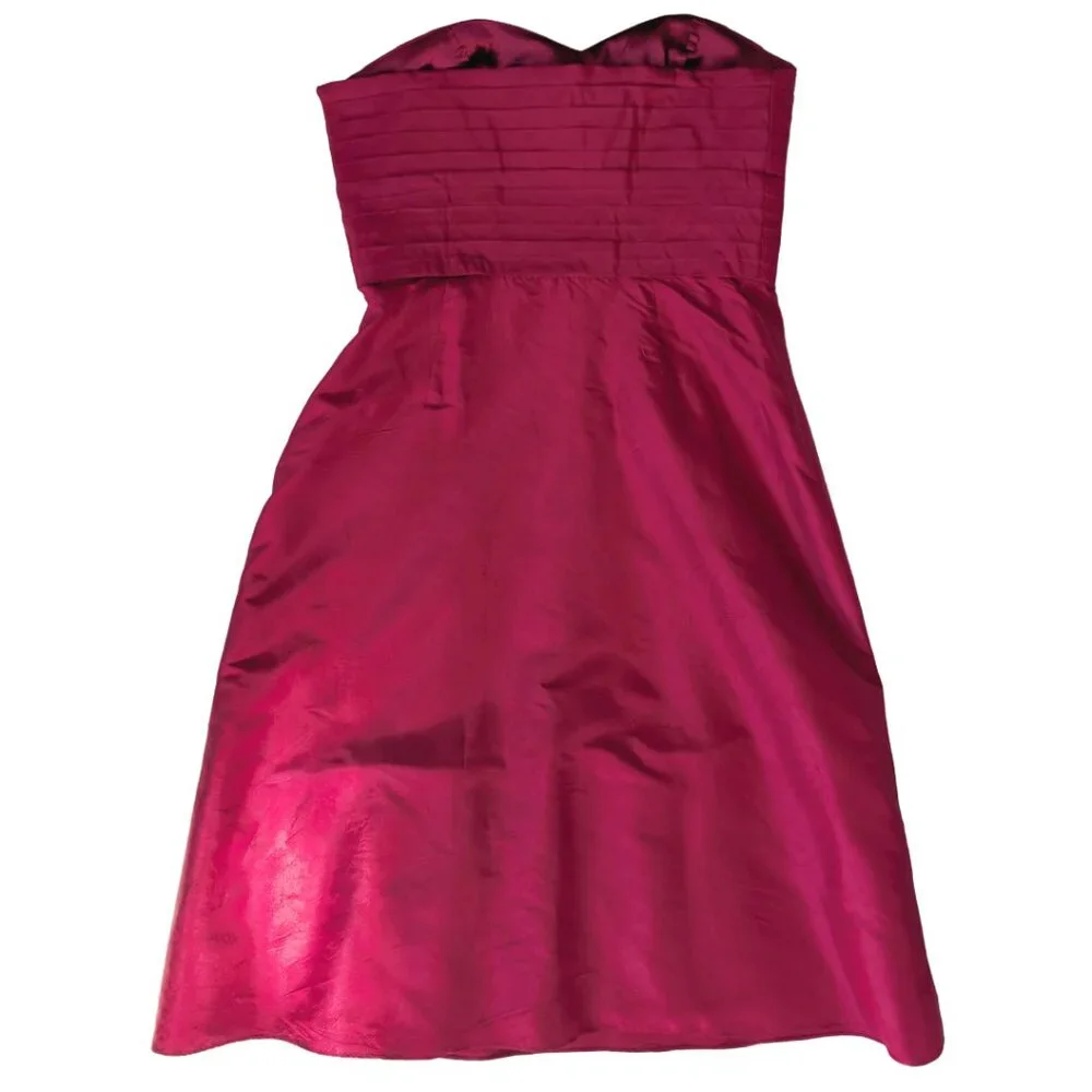 Anny Taylor Raspberry Red Silk Strapless Fit & Flare Taffeta Dress Sz 6 - Picture 3 of 8
